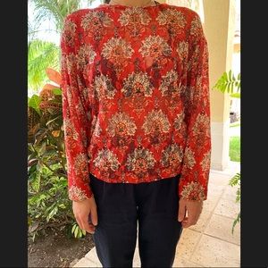 ZARA SHEER LACE LONG SLEEVE BLOUSE
